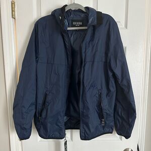 Guess Navy and Red Logo Wind Breakee